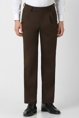 VAN HEUSEN Regular Fit Men Brown Trousers