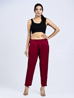 Mirayya Regular Fit Women Maroon Trousers