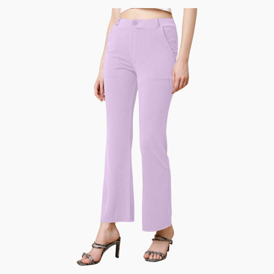 High Glitz Regular Fit Women Purple Trousers