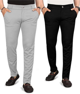 geetafashion Regular Fit Men Grey, Black Trousers