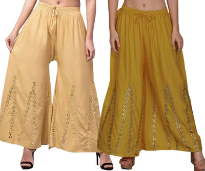 SMASUMM Comfort Fit Women Beige, Yellow Trousers