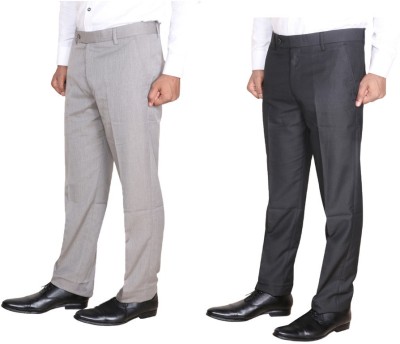 IndiWeaves Regular Fit Men Silver, White Trousers