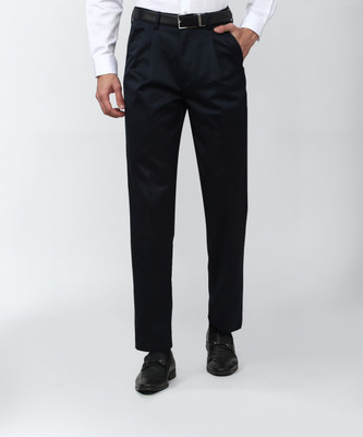 PETER ENGLAND Regular Fit Men Dark Blue Trousers