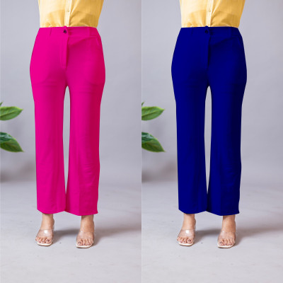 High Glitz Regular Fit Women Pink, Blue Trousers