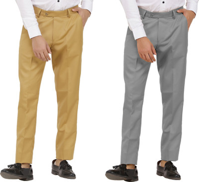 Kavita Fasion Regular Fit Men Khaki, Grey Trousers