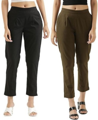 Dexus Regular Fit Women Black, Khaki Trousers