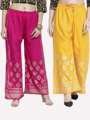 OMAAYA Comfort Fit Women Pink, Yellow Trousers