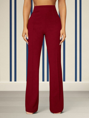 nitafashion Loose Fit Women Maroon Trousers