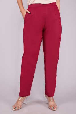 RK GURU Slim Fit Women Maroon Trousers