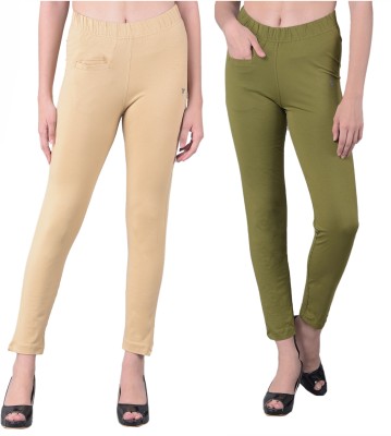 Comfort Lady Relaxed Women Beige, Green Trousers