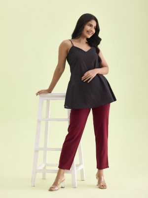 GO COLORS Regular Fit Women Maroon Trousers