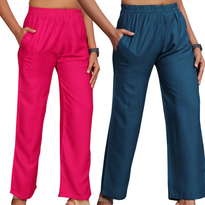 Anti Wrinkle Designer Regular Fit Women Multicolor Trousers