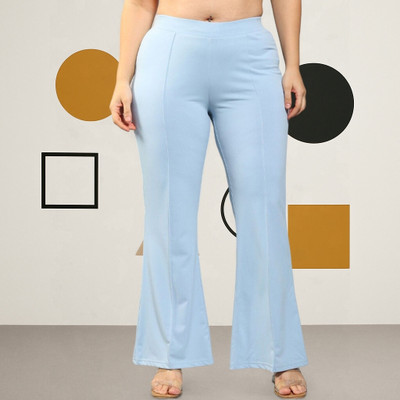 Trouserwala Comfort Fit, Regular Fit Women Light Blue Trousers