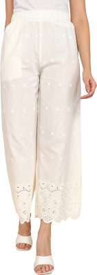 Averno Flared Women Cream Trousers