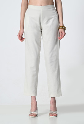 ALL WAYS YOU Straight Fit Women White Trousers