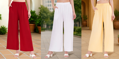 Buy That Trendz Flared Women Maroon, White, Beige Trousers