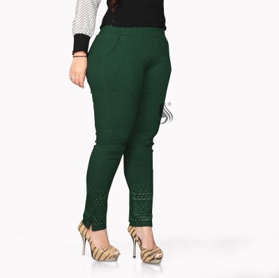 GORGEOUFASHION Slim Fit Women Green Trousers