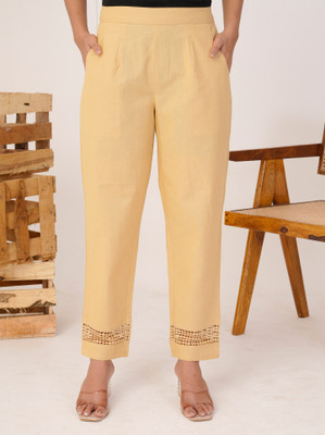 Chiraiyaa Regular Fit, Straight Fit Women Beige Trousers