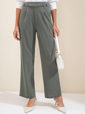 Tokyo Talkies Flared Women Dark Green Trousers