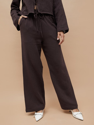 Ginger by Lifestyle Loose Fit Women Brown Trousers