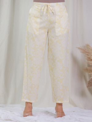 Aramya Comfort Fit Women Yellow Trousers