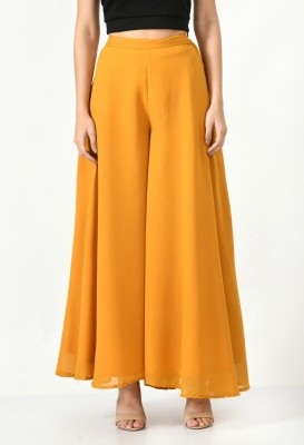 VESFRITA Flared Women Yellow Trousers