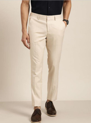 Maleno Slim Fit Men Beige Trousers