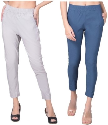 Comfort Lady Regular Fit Women Grey, Blue Trousers