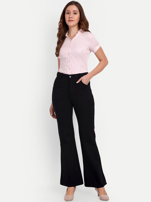 Broadstar Flared Women Black Trousers