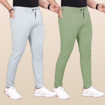 GIBBONTE Slim Fit Men Grey, Light Green Trousers