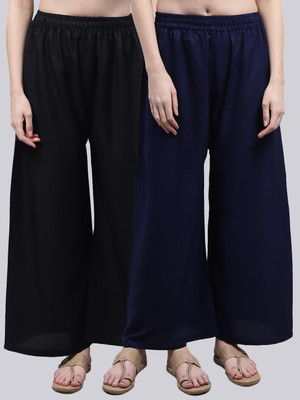 VALLES365 by S.c. Flared Women Dark Blue, Black Trousers
