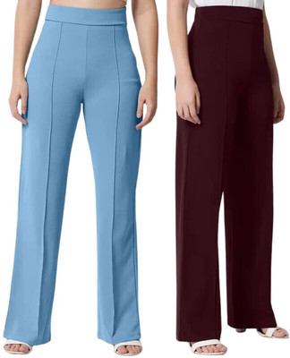 OOWL Straight Fit Women Red Trousers