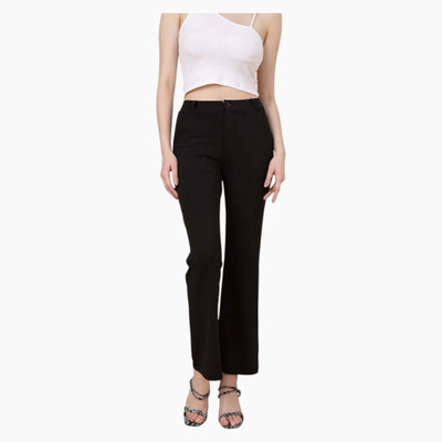 High Glitz Regular Fit Women Black Trousers