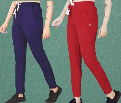 Retailmart Straight Fit Women Blue, Red Trousers