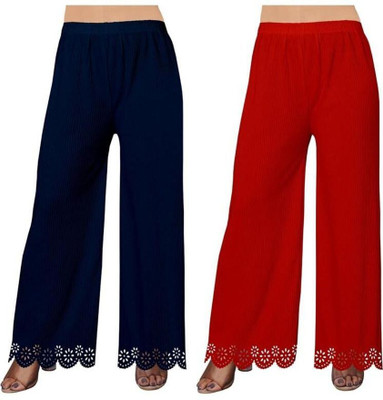 ALKASWAA CLOTHING Flared Women Dark Blue, Red Trousers