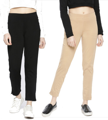 Dollar Missy Dollar Missy Women's Cotton Four-Way Stretchable Kurti Pant Slim Fit Women Black Trousers