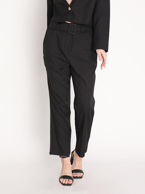 CHKOKKO Regular Fit Women Black Trousers