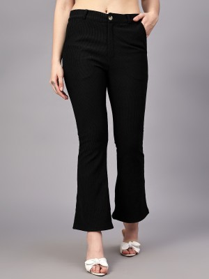 DIAZ Flared Women Black Trousers