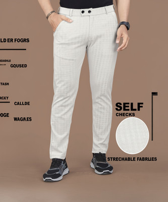 INDICLUB Regular Fit Men Cream Trousers