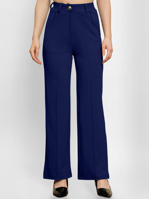 AUSK Regular Fit Women Dark Blue Trousers