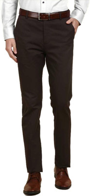 ELANHOOD Men Regular Fit Brown Viscose Rayon Formal Trousers / Formal Pant Regular Fit Men Brown Trousers