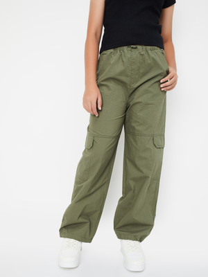 MAX Regular Fit Girls Green Trousers