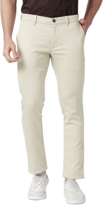 BASICS Slim Fit Men Beige Trousers