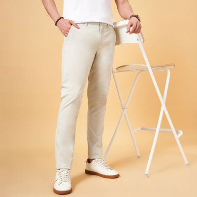 Byford by Pantaloons Slim Fit Men Beige Trousers