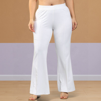 Looksky Loose Fit Women White Trousers