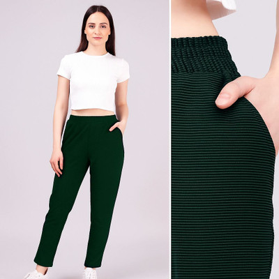 NVELIS Regular Fit Women Dark Green Trousers