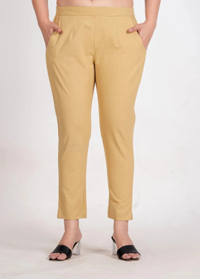 Oxinexx Regular Fit Women Beige Trousers