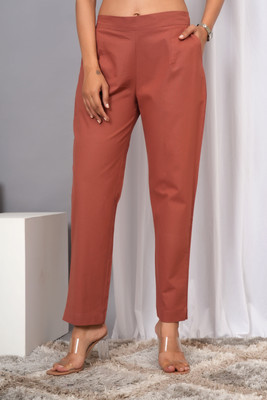 IQRAAR Regular Fit Women Brown Trousers