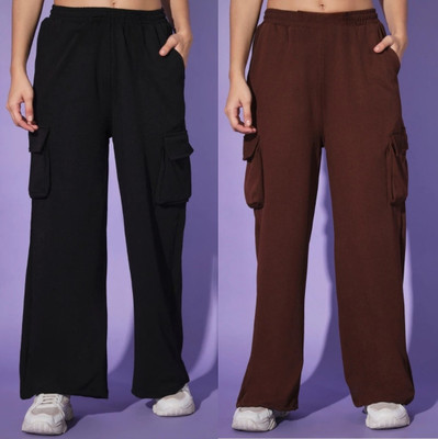 Knitgarments Regular Fit Women Black, Maroon Trousers