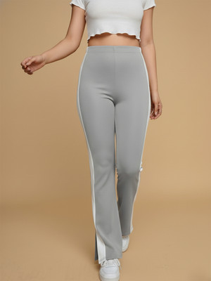 DE TRENDZ Flared Women Grey Trousers